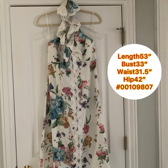 NWT Zimmermann White Floral Linen Midi Dress - Picture 3 of 5